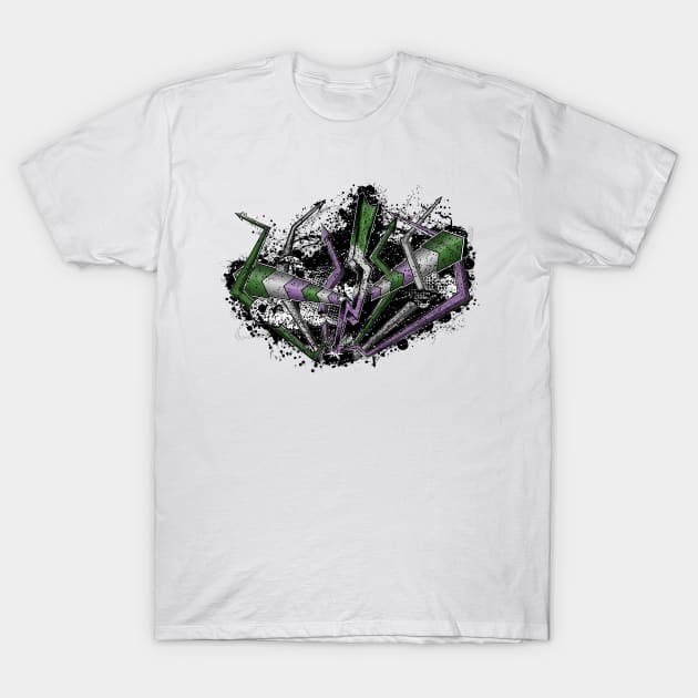 Grunge Graffiti Genderqueer Lightning and Arrows T-Shirt by LiveLoudGraphics